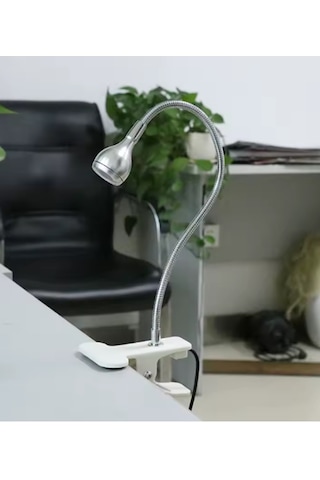 Beyaz Cob Ledli Masa Lambası Kıskaçlı Akrobatik Usb Masa Lambası - Çalışma Lambası - 360 Esnek Gövde Beyaz Işık
