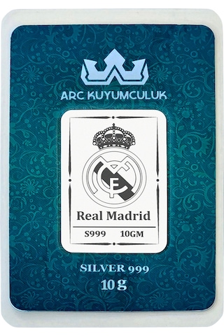 Hediyeye Özel 10 Gram Real Madrid Temalı 999 Ayar Gümüş İle Üretilmiş Gümüş Külçesi-757