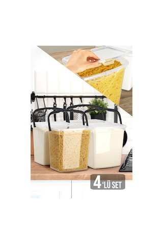 Meleni Home 4'lü Un Ve Bakliyat Kabı 6 Lt Saklama Kabı
