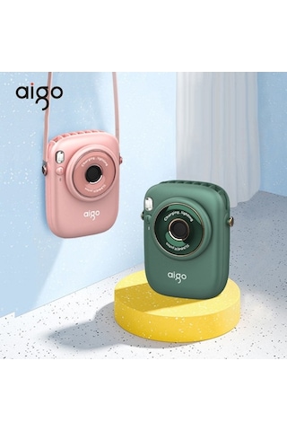 Yunboo Aigo Agf-05 Taşınabilir Boyun Fanı - 3 Kademeli Ayarlanabilir Rüzgar, 1800mah Pil Ve Led Işık Pembe Pembe Pembe