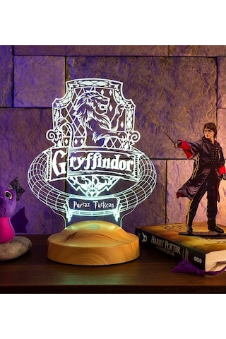 3D Lamba Harry Potter Hogwarts Gryffindor Kişiye Özel Led Lamba