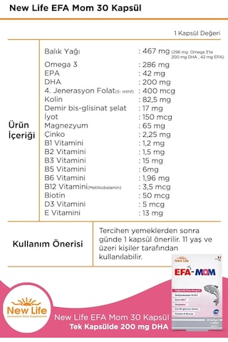New Life Efa Mom 30 Kapsül 2 Adet