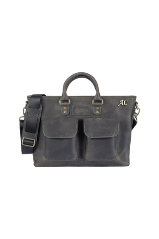 Isminize Özel Deri Evrak / Laptop Çantası-127420 Siyah