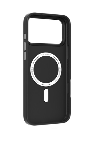 Apple Uyumlu iPhone 17 Pro Max Kılıf M-safeli Basit Mat Deri Desenli Youngkit Tech Fashion Serisi Kapak Siyah Siyah