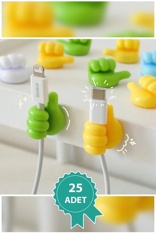 Nishev El Hareketi Kancası 25'li Başparmak Kablo Tutucu Yapışkanlı