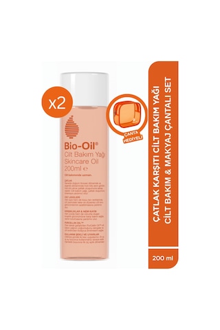 Bio-Oil Çatlak ve Leke Karşıtı Nemlendirici Cilt Bakım Yağı 2 x 200 ML + Makyaj Çantası