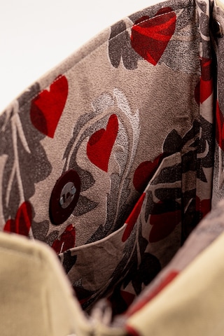 Fabric Craft Bag Sırt Çantası Kumaş Boho Nakışlı Koyu Bej - Bordo