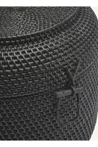 Aquanova Cıno Depolama Sepeti 8 L, Rattan, Kapaklı, 24 Cm Yükseklik, 33 Cm Çap Çamaşır Sepeti Siyah 24 X 33
