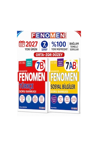 2027 7.sınıf Türkçe B-sosyal Bilgiler Ab Kolay Orta Seviye %100 Marif Yeni Müfredat Soru Bankası Seti Yeni Ürün