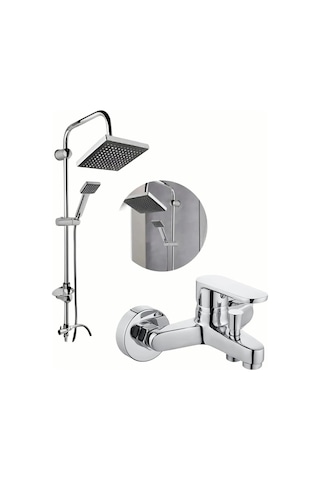 Rudi Armatür Lüx Pirinç Bataryalı Pririnç Yönlendiricili Robot Duş Takımı Gümüş