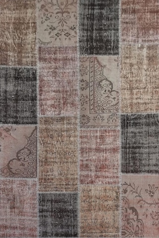 Çam Halı Pw928 Kahve El Dokuma Patchwork Yün Halı - 160x230
