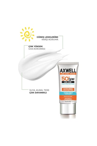 Axwell Leke Karşıtı Nemlendirici ve Yüksek Koruyucu Güneş Kremi SPF50+ 50 ML