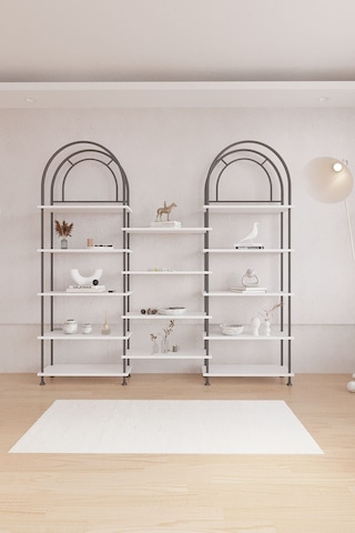 Çevir Kur Bohem Beyaz Kitaplık Çok Amaçlı Dekoratif Dolap & Raf 199x203x29 Beyaz