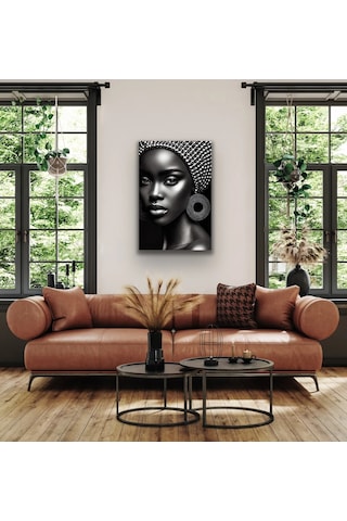 Afrikalı Siyahi Kadın Kanvas Tablo 70x100