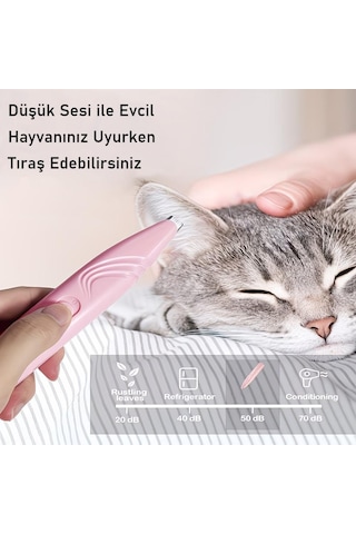 Valkyrie Kedi Köpek Pati Tüy Kesme Makinesi Sessiz Hassas Bölge Traş Cihazı Seramik & Çelik Bıçaklı Pembe