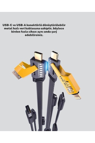 Örgülü Tasarım 4 Ü 1 Arada Usbc Lightning Hızlı Şarj Kablosu
