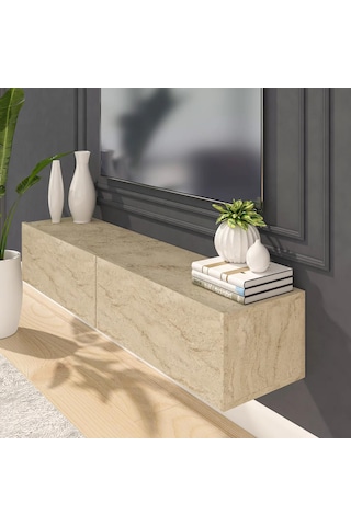 Tv Ünitesi Tv Sehpası Tv Alt Sehpası Traverten Mdf 140 Cm