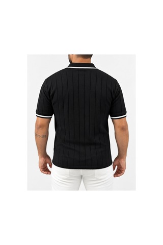 Kıyafet Bayi Erkek Polo Yaka Fitilli Triko Kısa Kollu Tişört Siyah 2xl