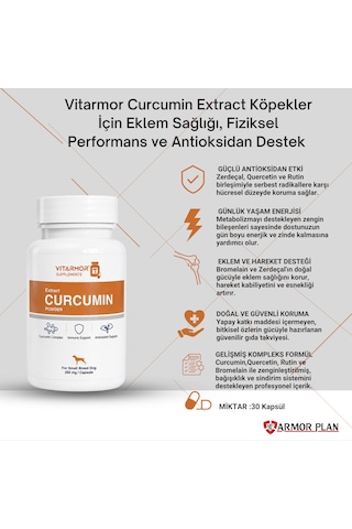 Vitarmor Curcumin Complex Small Breed Küçük Irk Köpek Eklem & Antioksidan Desteği 30 Kapsül