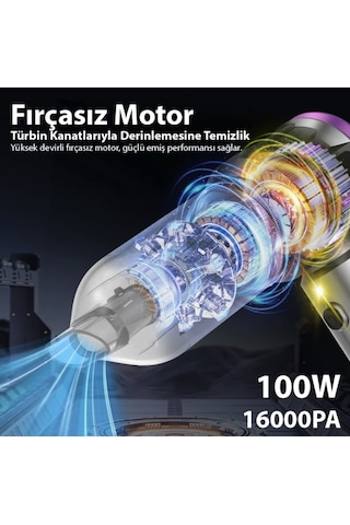 100w 16 Bin Pa Vakum Çekim Gücü Kablosuz Araba Oto Süpürgesi Ve Üfleme Makinası Şarjlı