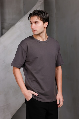 Erkek Basic Oversize Bisiklet Yaka 2 İki İplik Kompakt T-shirt Kahverengi