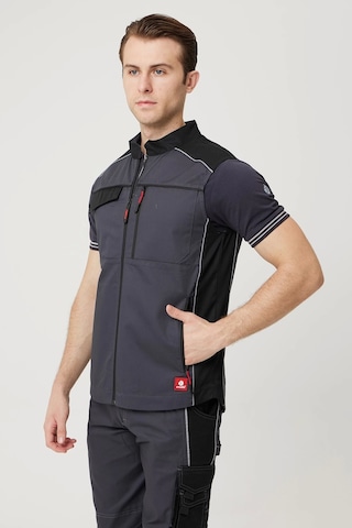 Yazlık İş Yeleği Polyester Gabardin Allium Outdoor Yelek Hafif Nefes Alabilir Fonksiyonel Cepli K.gri-siyah