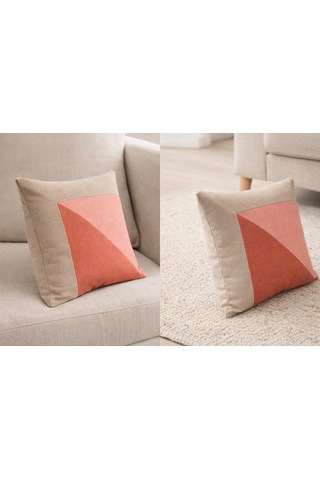 Faralya Life Parçalı 2 Li Kırlent Kılıfı 45x45 Cm Dekoratif Koltuk Yastık Kılıfı Modern Salon Dekoru Açık Pembe