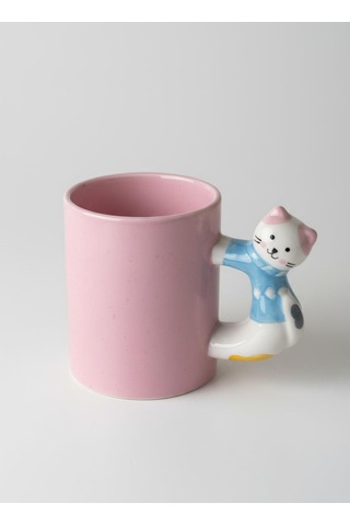 3d Pembe Kupa Kedi Kulplu 410 Ml Pembe