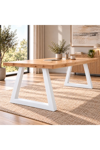 Evkolleksiyon Ters Trapez Metal Masa Ayağı 2 Li Takım 72x72 Cm 60x60 Çelik Profil Beyaz