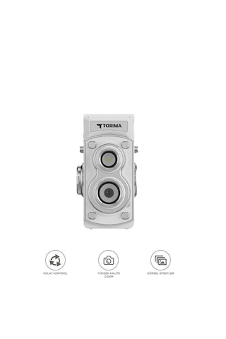 Torima CMR44 Mini Retro Dijital Fotoğraf Makinesi Beyaz