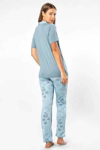 Türen 3376 Kadın Kısa Kollu Gömlek Pijama Takım-mavi Mavi