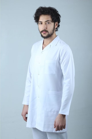 Erkek Klasik Yaka Beyaz Uzun Doktor Önlük S Beden Hemşire, Eczacı Öğretmen Laboratuvar Önlüğü Beyaz