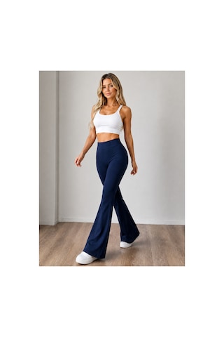 Unika Boutique Kadın Siyah Yüksek Bel Toparlayıcı İspanyol Paça Tayt Spor Tayt Pantolon Lacivert