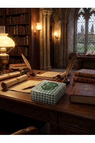 Küp Bloknot Harry Potter Hogwarts Tasarım Lisanslı Orijinal Yeşil Çok Renkli