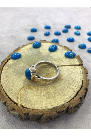 Turkuaz Firuze Taşlı Gümüş Yüzük 925 Ayar - 307786606