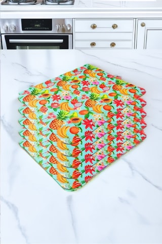 Mikrofiber Meyve Baskılı Bulaşık Altlığı 5'li Set Diğer