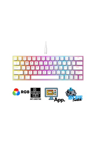 Siyah Rgb Full Mekanik %60 Blue Switch Gaming Klavye Rgb Işıklı Kablolu Q Klavye