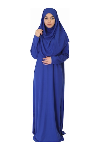 Koyu Mavi Fermuarsız Namaz Elbisesi Koyu Mavi