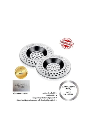 2'li Pratik Lavabo Süzgeci Seti, Metalik, 8 Cm 0.2mm Kenar Kalınlığı
