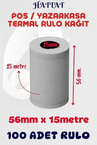 Hattat Termal Pos Rulo 100 Adet Rulo 56 MM x 15 M