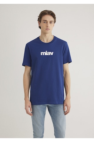 Mavi Miav Baskılı Tişört 067153-70722 Lacivert Mavi