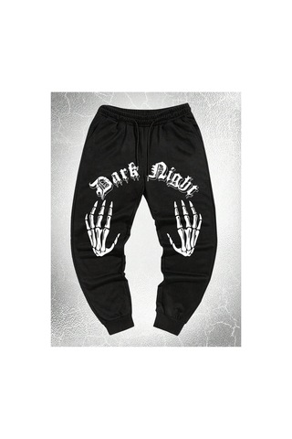 Tarzsokak Goth Guys Skeleton Hand Print Eşofman Altı Siyah