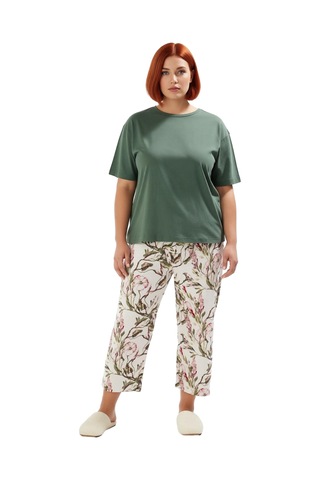 Frm Kadın Bisiklet Yaka Kapri Pijama Fonksiyonel Dayanıklı Kaliteli K Yeşil