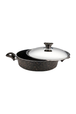 26 Cm Granit Karnıyarık & Pilav Tenceresi Çelik Kapak - Siyah Siyah