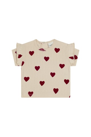 Antebies Organik Gots Sertifikalı Kiraz Baskılı Kız Bebek Sweatshirt Tayt Takımı Kırmızı