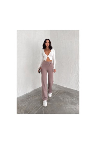 Dechival Kadın Bol Paça Fitilli Pantolon Yazlık Wide Leg Eşofman Altı Gül