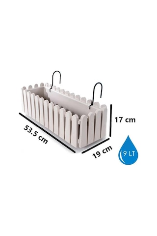 Omnipazar So-ib02 Askılı Balkon Saksı Takımı 9 Lt Kirli Beyaz 6 Adet