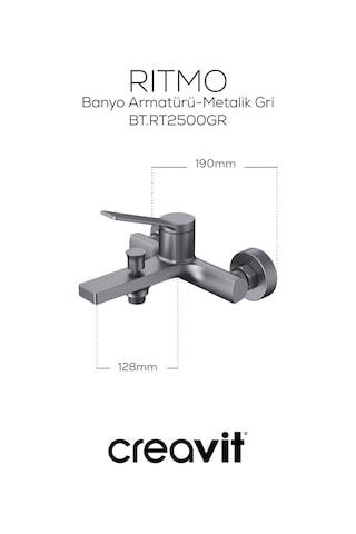 Creavit RT2500GR Ritmo Banyo Armatürü Metalik Gri