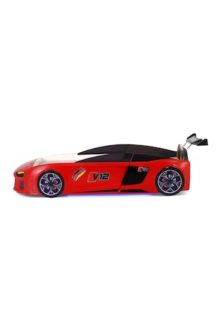 Kırmızı Arabalı Yatak V12 Audi Full Ledli Kumandalı Ve Müzikli