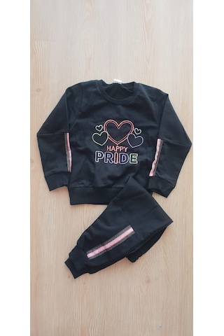 Ciks Junior Happy Pride Nakışlı Kız Çocuk Siyah/pembe Şeritli Renk 2 Parça Takım 3381641